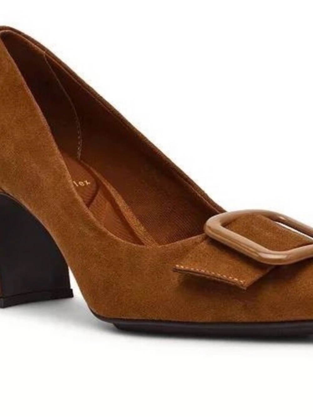 Anne Klein Bentley Buckle Brown Suede pumps